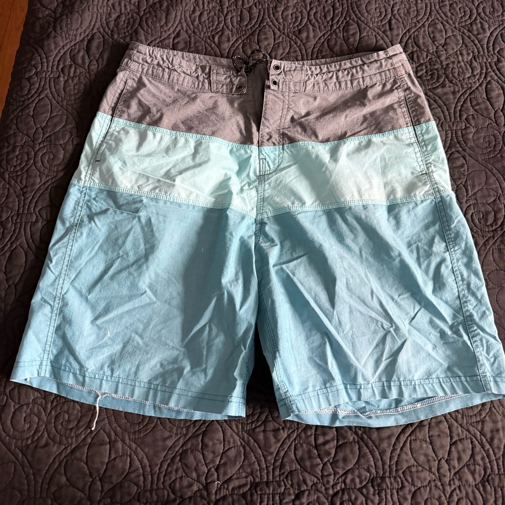 Stylish Blue and Gray Swim Trunks